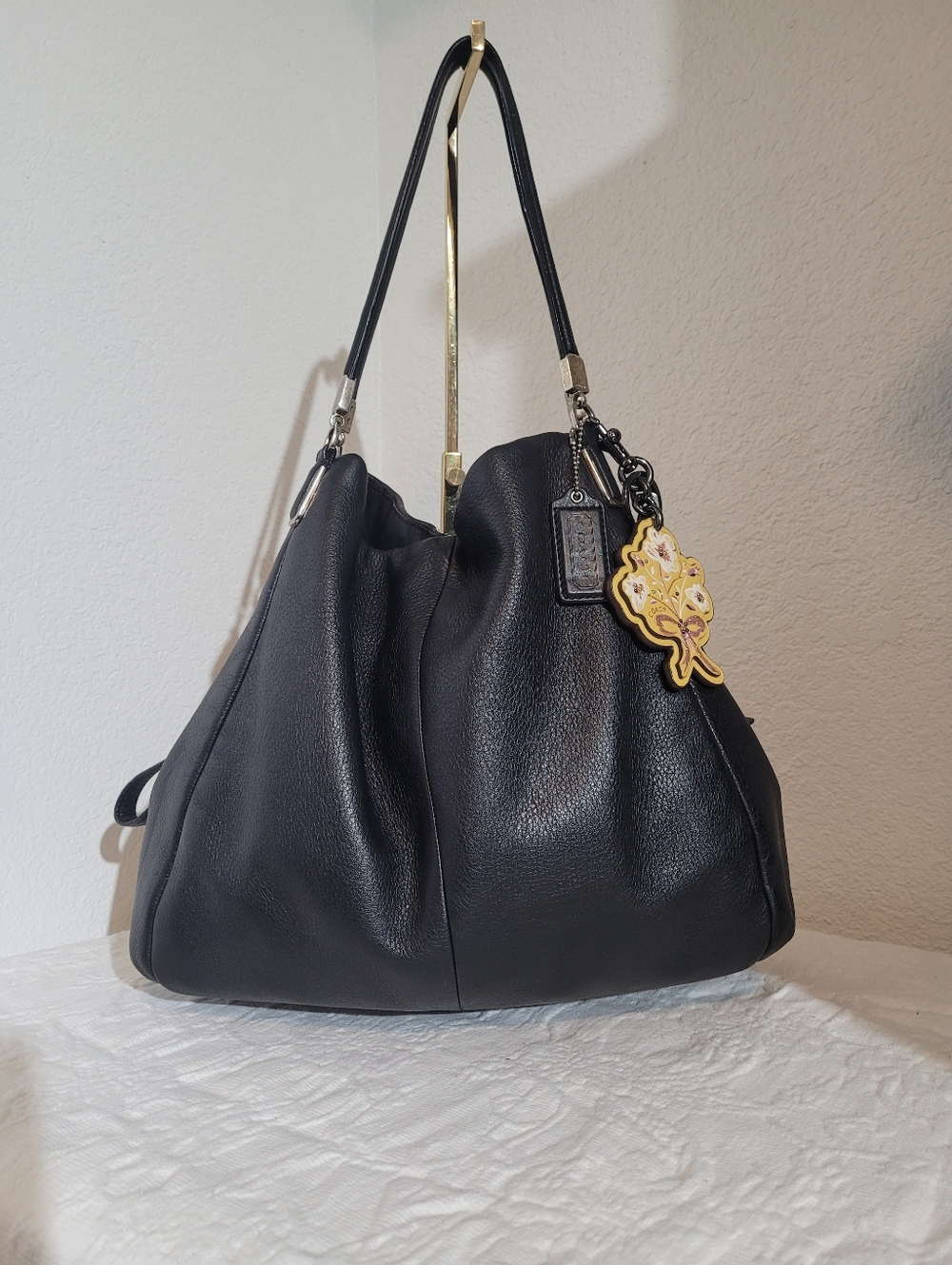 Coach26224 Madison Phoebe Black Pebbled Leather Triple Compartment Shoulder Bag